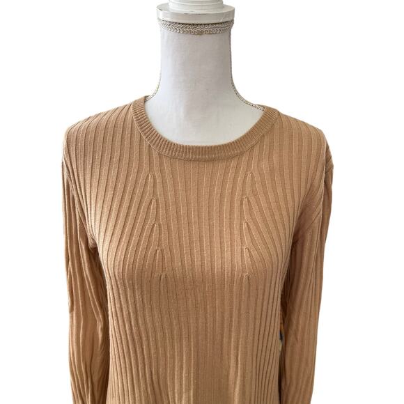 Design Lab Lord & Taylor Tan Ribbed Sweater - Picture 2 of 6